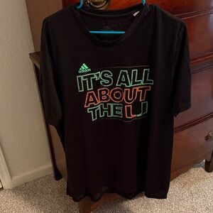 Adidas Black Tee with Green and Orange Graphic Miami